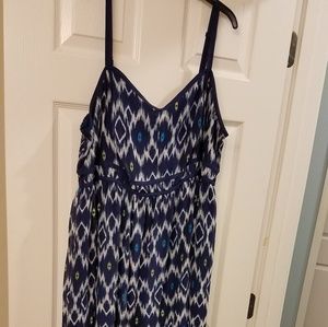 Torrid Ikat Print Blue Chiffon Maxi Dress